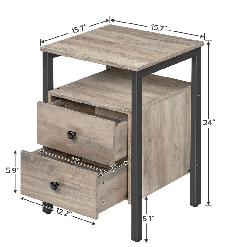 Table de chevet classique grège et noire - organisez votre espace avec style et fonctionnalité