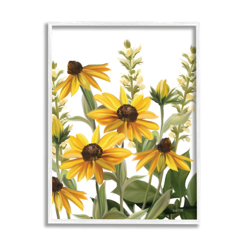 Wild Wild Daisies Spring Buds, H 11 po x l 14 po, Giclée encadrée blanc bord de mer