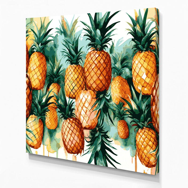 Fruit, ananas brun, art mural sur toile, H 32 po x l 32 po