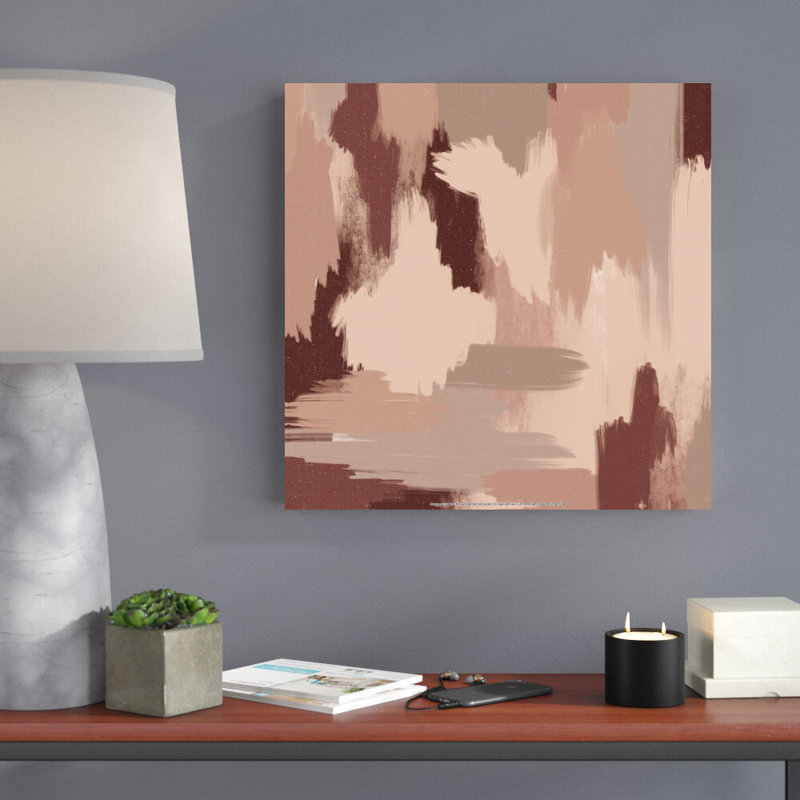 «Dark Blush And Red Abstract I», reproduction d'art sur toile tendue, H 20 po x l 20 po