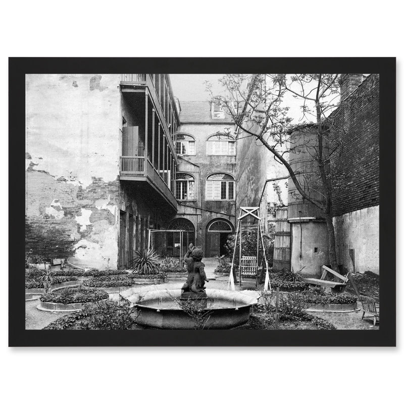 Vintage Photo Old French Courtyard New Orleans Louisiana - Single Picture Frame Print