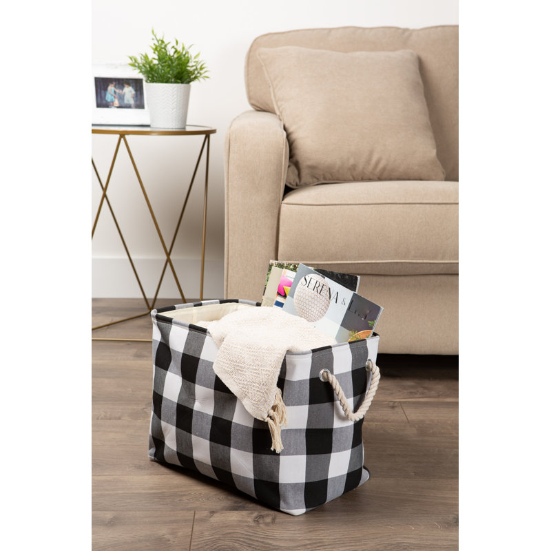 Bac en tissu Coleto Buffalo Check, Noir / Blanc, H 12 po x l 10 po x P 16 po