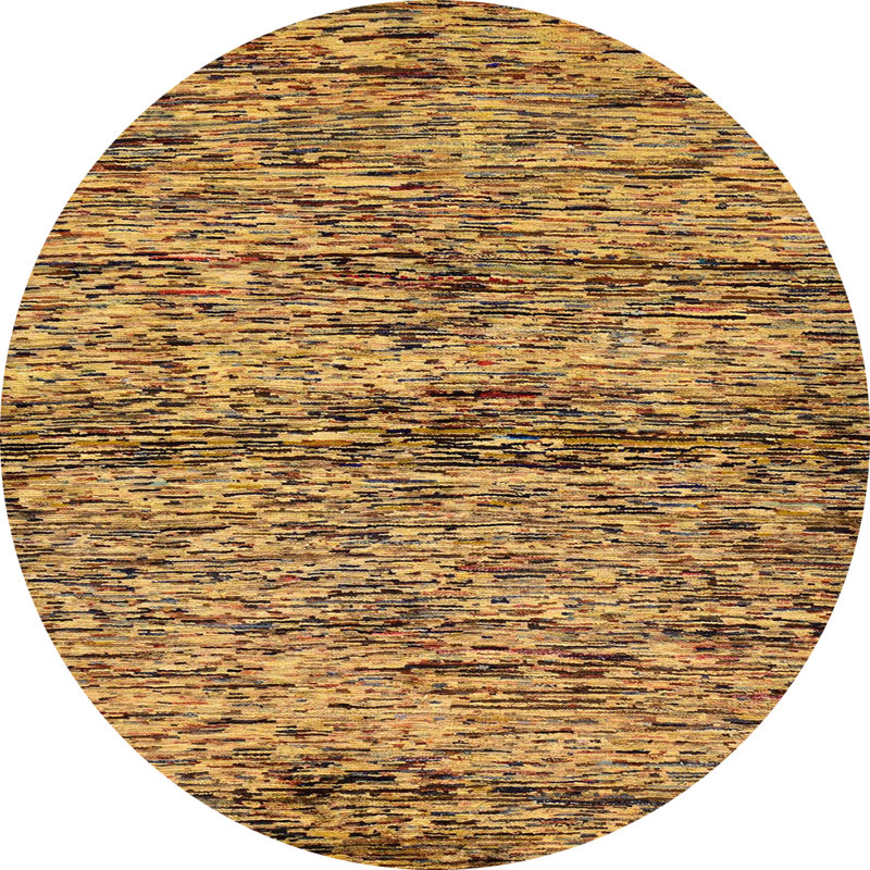 Tapis brun en laine Power Loom, Rond 3 pi