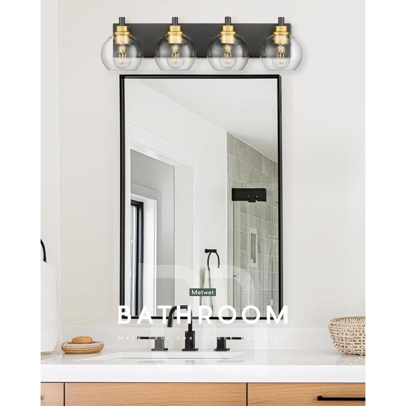 Modern Bathroom Vanity Light Fixture, Wall Sconce With Clear Glass Shades, Adjustable Mounting For Mirror Lighting, Dimmable Hardwired Vanity Light