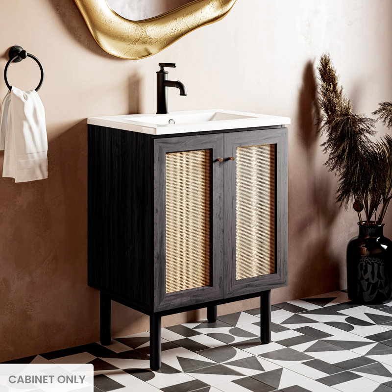 Meuble-lavabo de 24 po en noyer foncé Classe, Noir