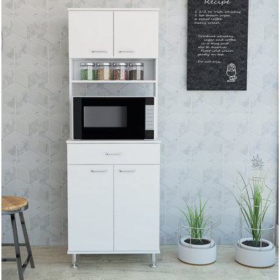 Blandina Kitchen Pantry with Countertop, Closed & Open Storage by Wade Logan