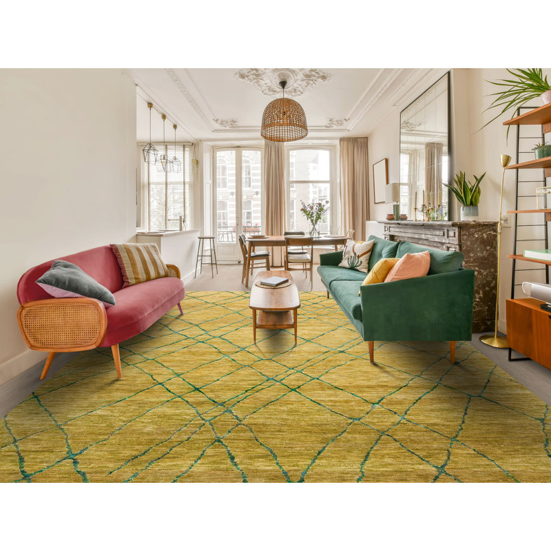 Seville Hand Knotted Area Rug in Yellow, Sample 2' x 3'