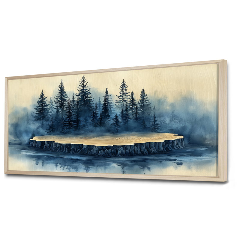 Forêt d'hiver sur bois, diapositive Harmony II - forêt, art mural, H 28 po x l 60 po, Floater Framed, Natural