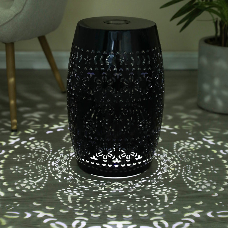 Solar Side Table | Modern Outdoor End Table for Patio, Garden, Deck, Black, Black