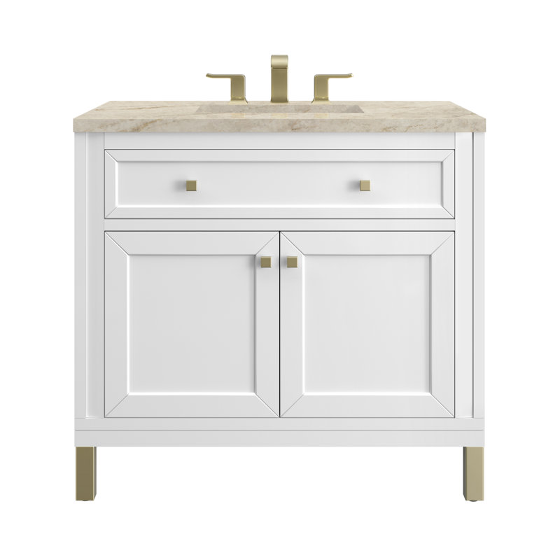 Chicago 36' W Single Vanity, Glossy White, Tajnar Eclos, 8" Widespread