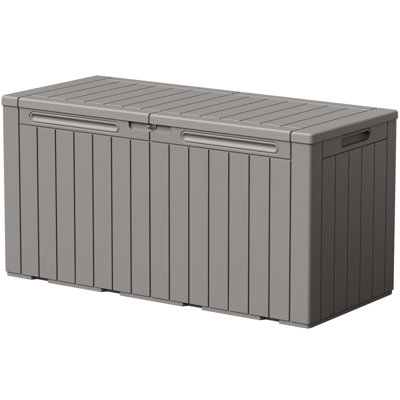 100 Gallon Indoor Outdoor Lockable Storage Box, Large Water Resistant Resin Deck Box