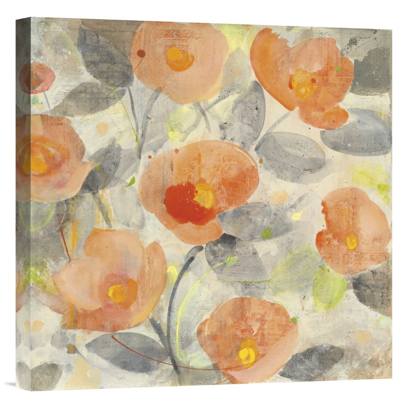 « popy jardin ii », impression, H 18 po x l 18 po x P 1,5 po, Toile tendue, Pas de tapis