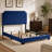 Blue Queen Panel Bed With Scooped Headboard