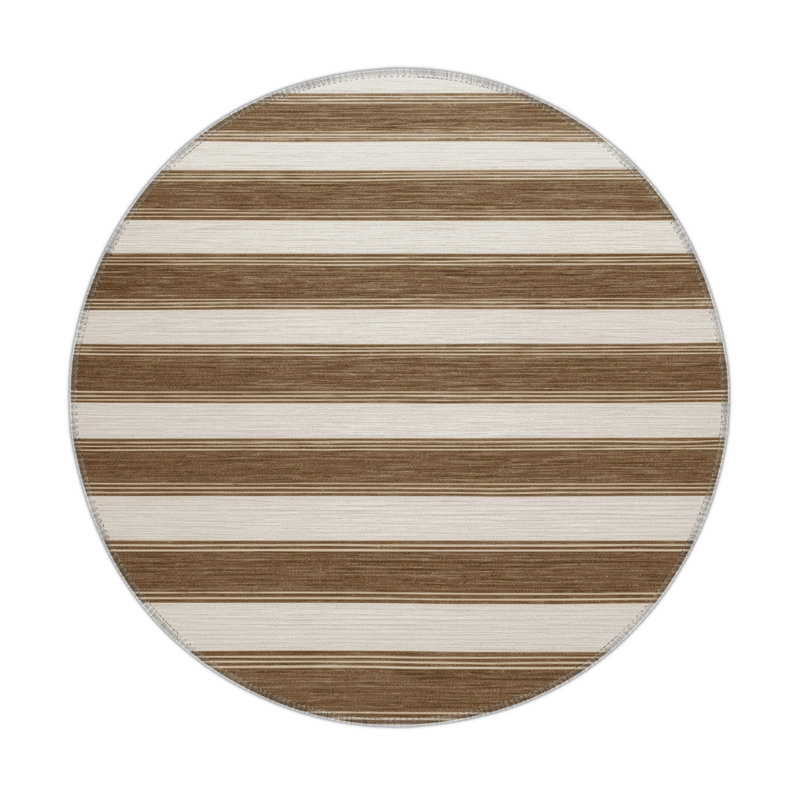 Tapis intérieur / extérieur gris HorizontalStripes, Rond 5 pi