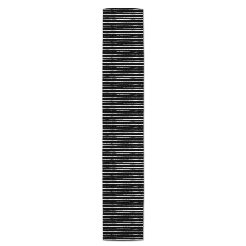 Vancouver Sketch Stripes Table Runner, 90" x 16", Black