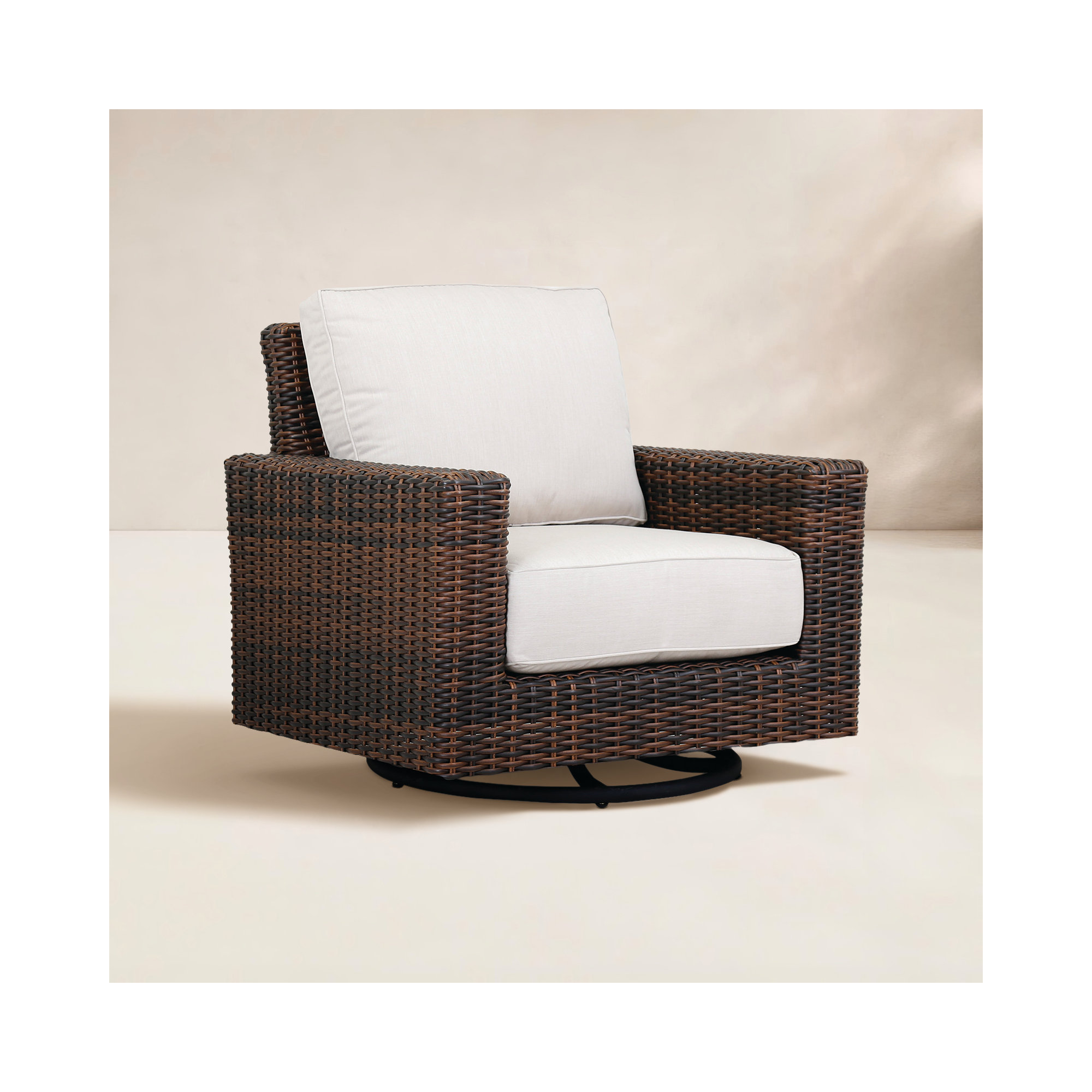 Naomie Swivel Rocker Patio Chair with Sunbrella® Cushions, Canvas Flax Sunbrella® Canvas
