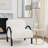 Accent Chair with Faux Fur Upholstery with Wooden Frame - Upholstered Armchair for Living Room, Dining Room, or Bedroom or - 32", White