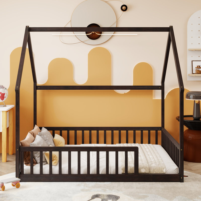 Lits sécuritaires pour lit double, structure de maison en bois de pin, chambre d'enfant de ferme