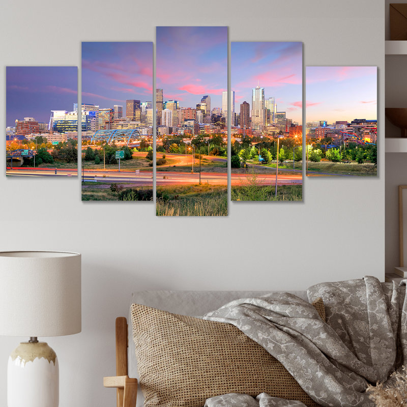 Panorama de l'horizon de Denver - décor mural paysages - 5 panneaux