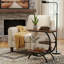 Table de bout industrielle en forme de C avec tablettes à 3 niveaux, petite table d'appoint pour salon, chambre à coucher et table de chevet-1530640382