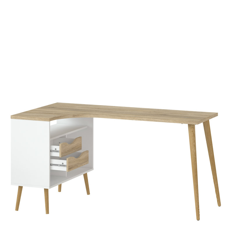 Havana L-Shaped Computer Desk, Oak/White