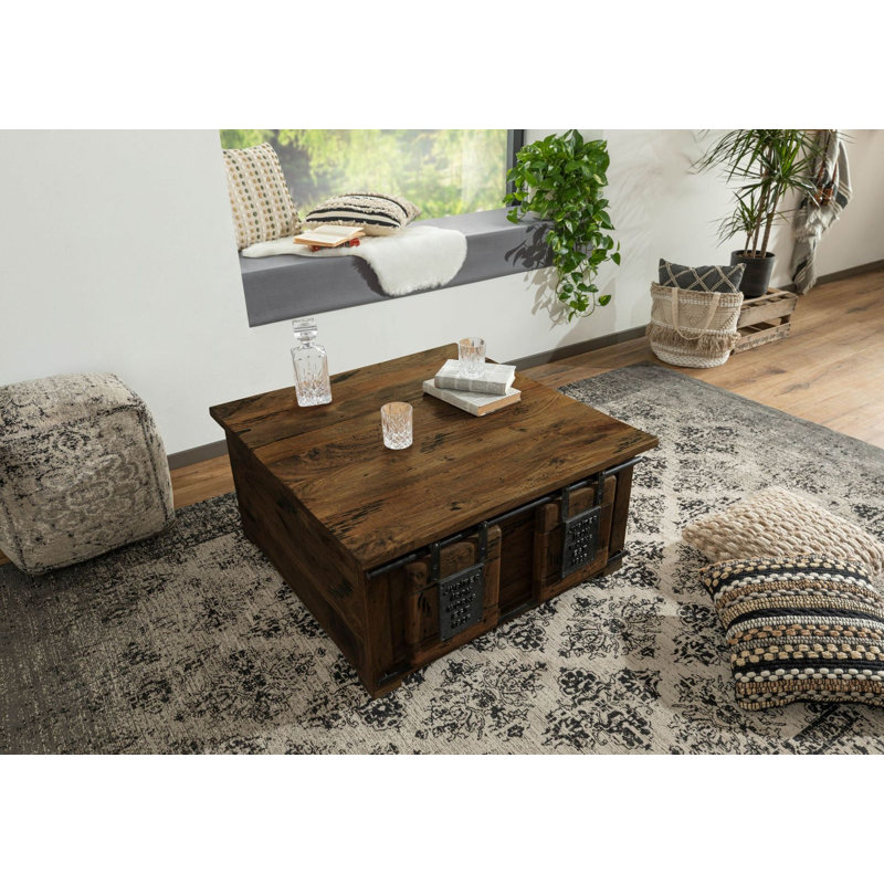Railway Solid Wood 90cm W 2 - Drawer Chest of Drawers, Brown Lacquered