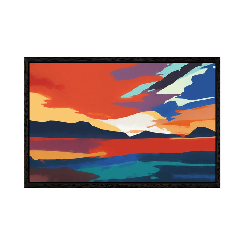 Vibrant Sunset III by Angel Estevez - Print on Canvas, Black Framed, 66.04cm H x 101.6cm W x 3.81cm D