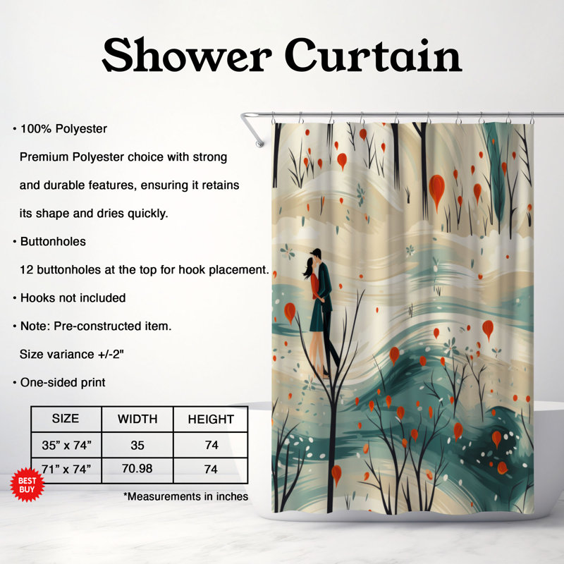 Rideau de douche Premium, H 74 po x l 71 po