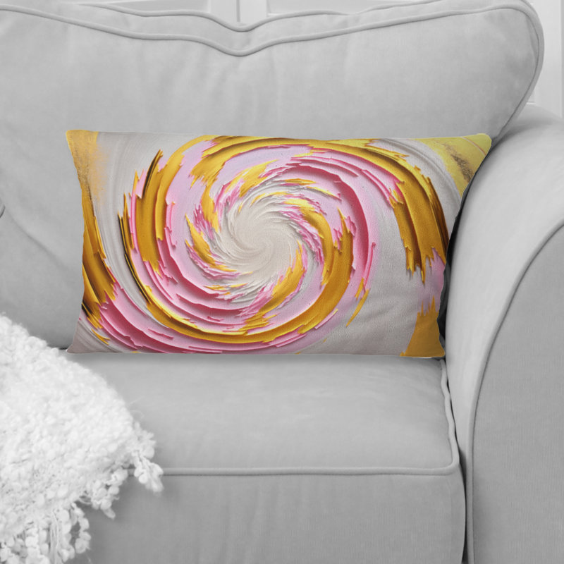 Coussin décoratif rose avec aquarelle abstraite I - Abstract Spirals