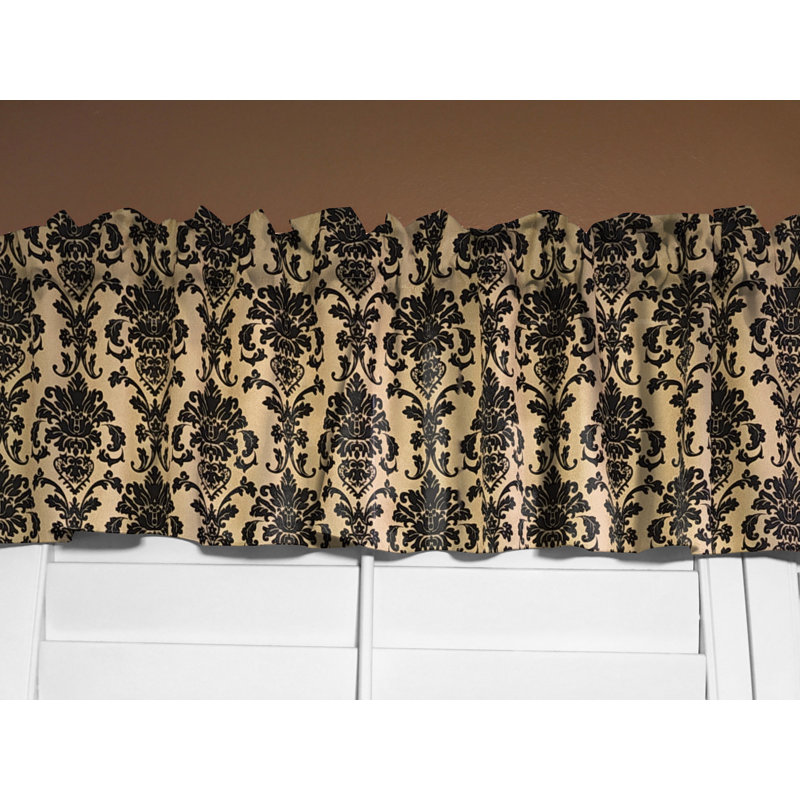 Cantonnière florale en damas 58 po, Beige, L 58 po x L 14 po