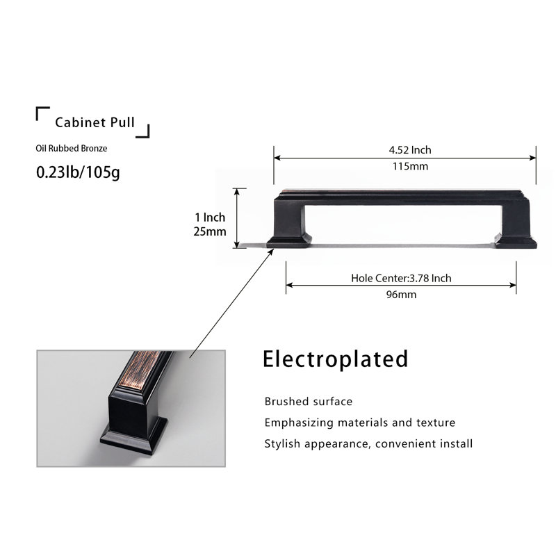 American Style 3 3/4" Centre Bar Pull Multipack, Oil Rubbed Bronze