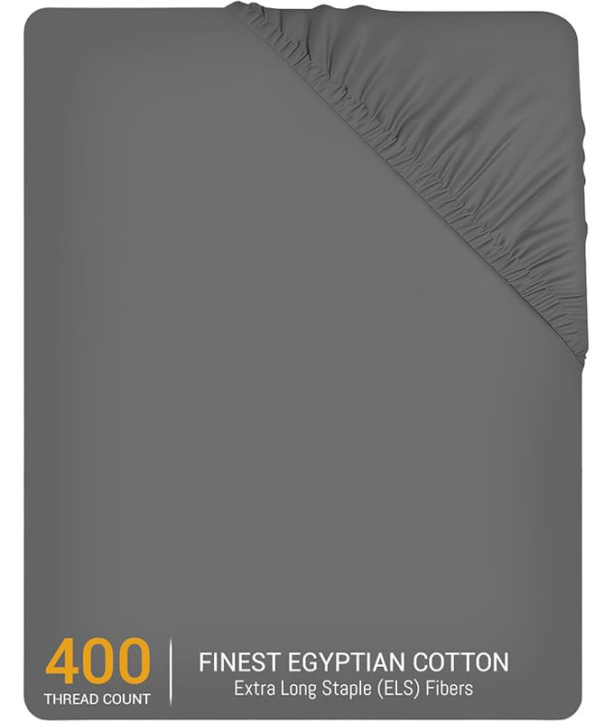Hotel Quality Natural Egyptian Cotton Fitted Sheet – Extra Deep 35cm Pocket with Strong Elastic, Soft & Breathable Fabric