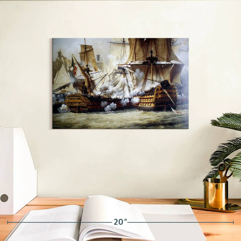 Scène de la bataille de Trafalgar, H 8 po x l 12 po