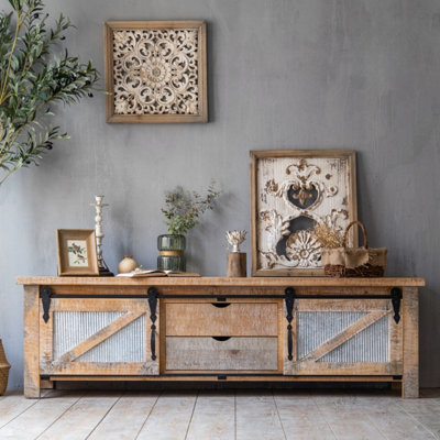 Meuble télé simple en bois massif de style américain