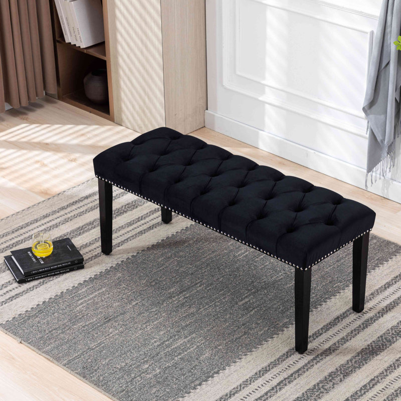Repose-pieds rembourré en velours, banc de salle à manger en velours, Noir