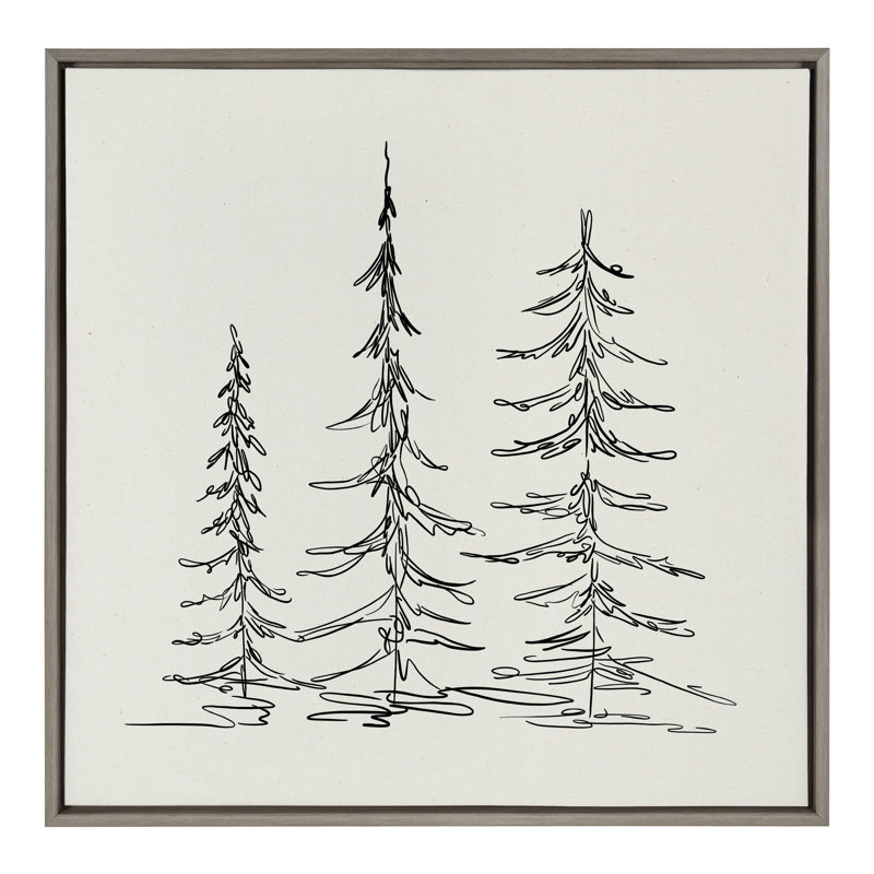 «Minimalist Evergreen Trees S Croquis», reproduction de cadre sur toile flottante