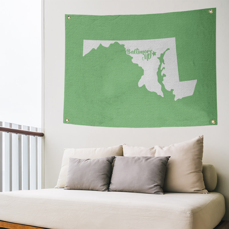 Tapisserie murale maryland baltimore, H 59 po x l 80 po, Vert