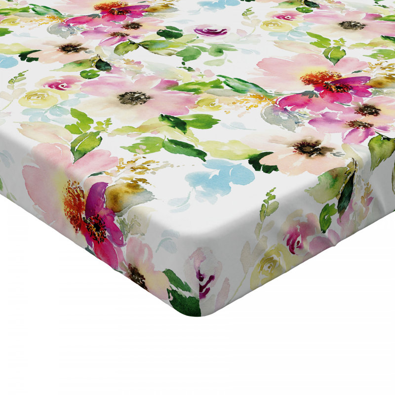 Microfiber Floral Fitted Sheet, Full Fitted Sheet