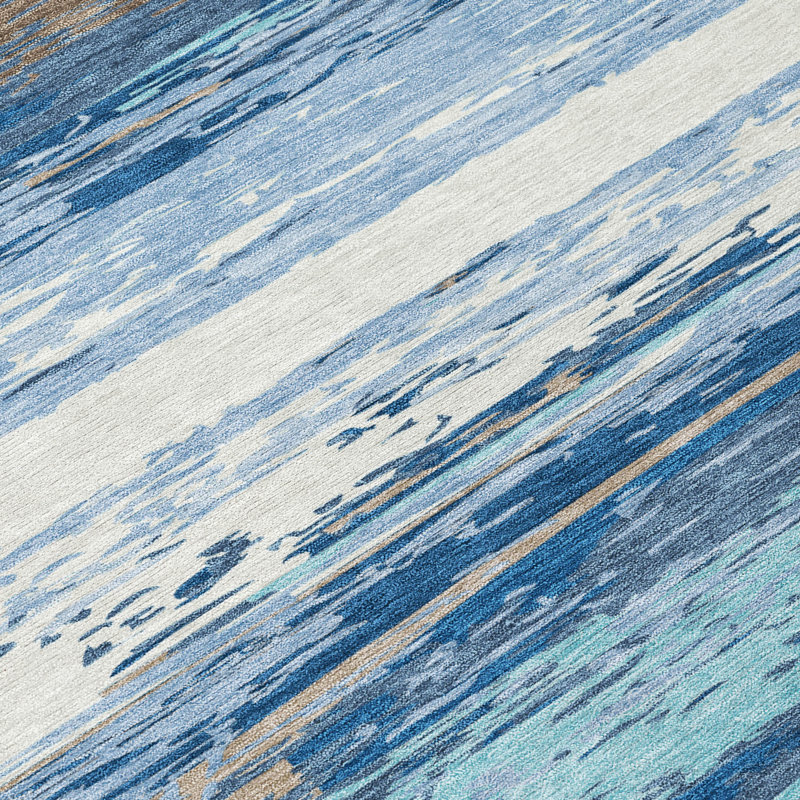 Machine Washable Indoor/Outdoor Jeffery ACN2287 Stripes Rug, Rectangle 10' x 14'
