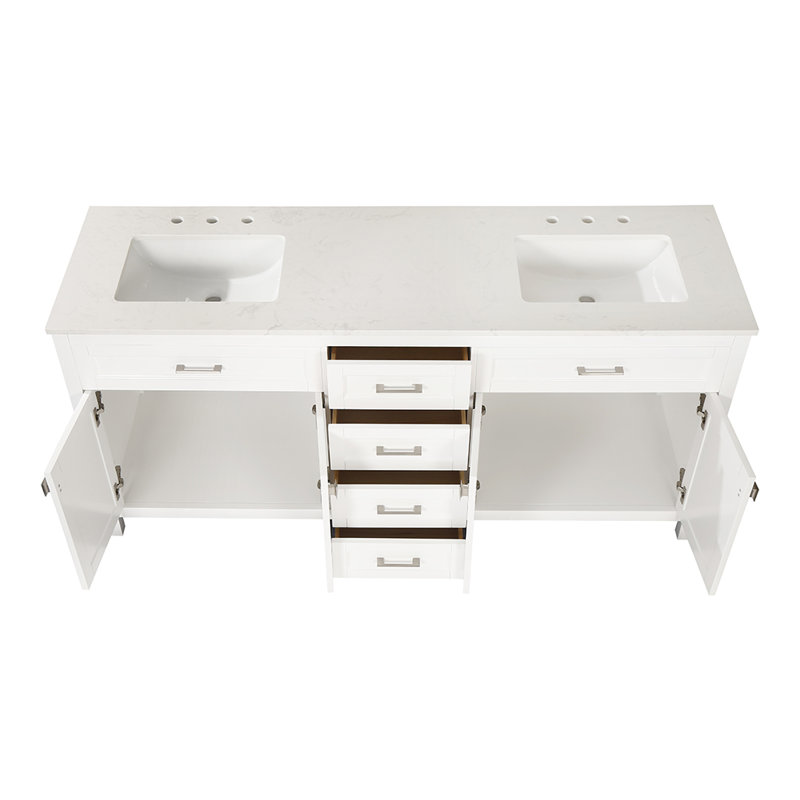 Meuble-lavabo double l 73 po x P 22 po x H 34 po, Blanc