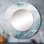 Soft Color Minimal Beach Wave I - miroir de plage, miroir mural décoratif rond, impression sur métal