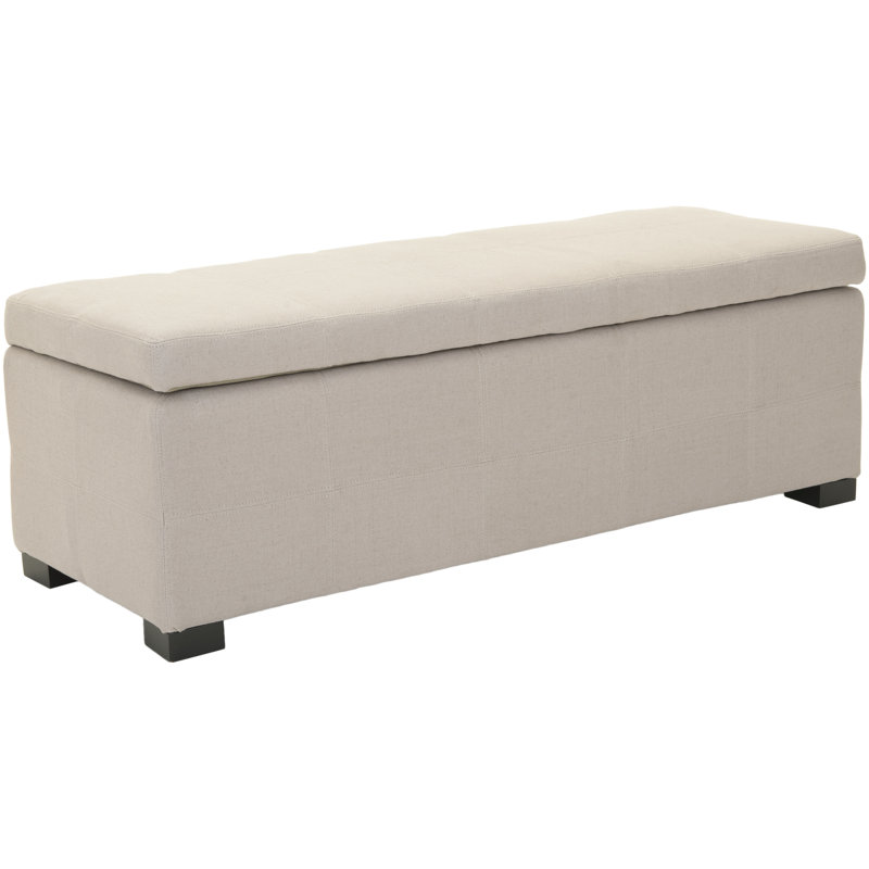 Graysie Linen Upholstered Storage Bench, Beige Linen