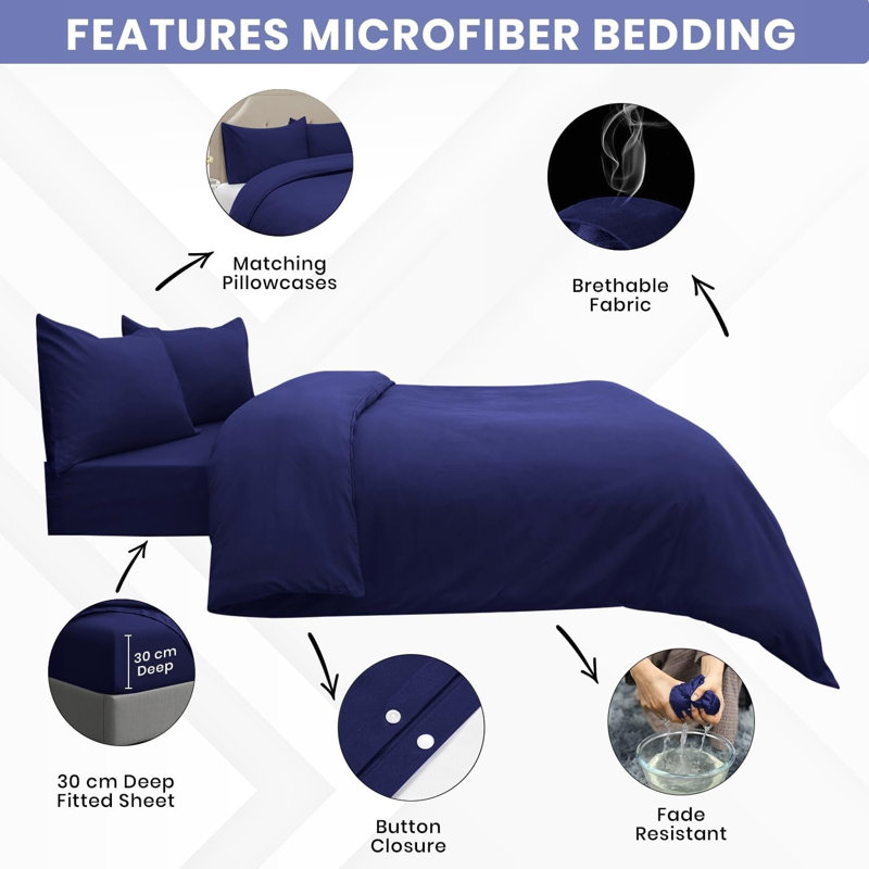 Microfiber Geometric Duvet Cover Set