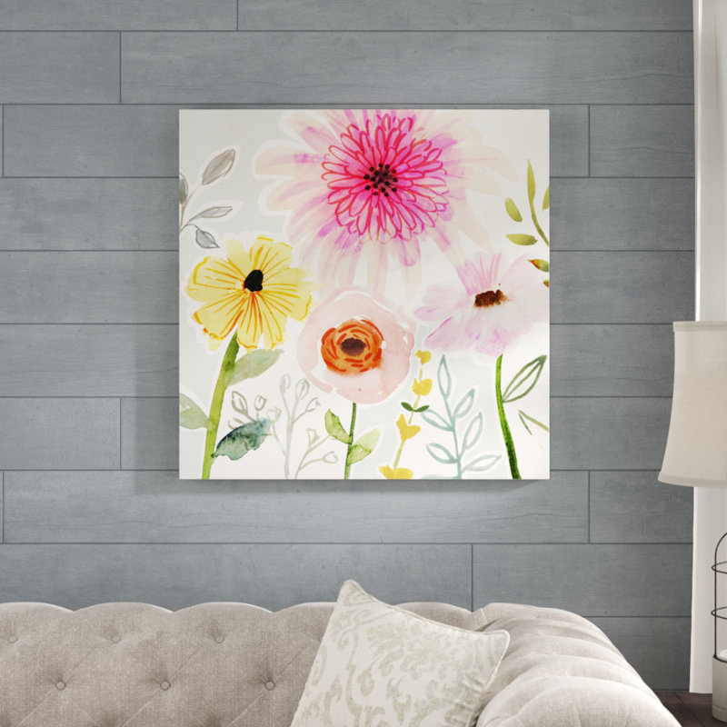 Floral Pop II by Victoria Borges - Painting, Wrapped Canvas, 76cm H x 76cm W