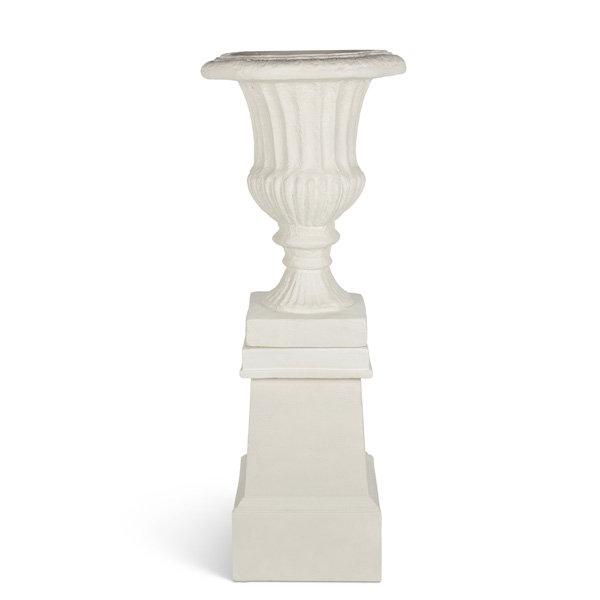 Tall Urn With Pedestal, Soft White, 55.5"H, White