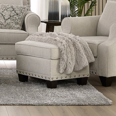 Hughes Furniture 24850 Upholstered Ottoman, Largo Pearl