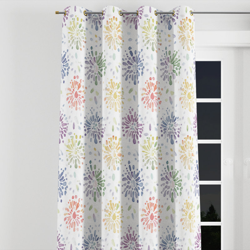 Rideaux modernes pour chambre à coucher - Rideau à œillets Boho Mandala jaune multicolore - 1 panneau, L 52 po x L 84 po