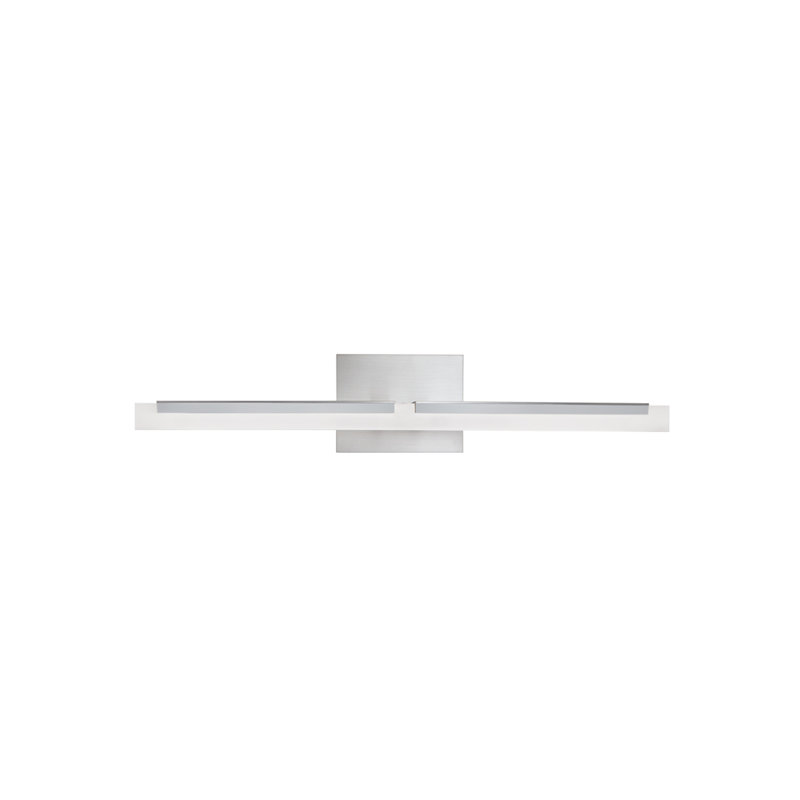 Applique murale double à double lumière en L 26 po - Nickel brossé