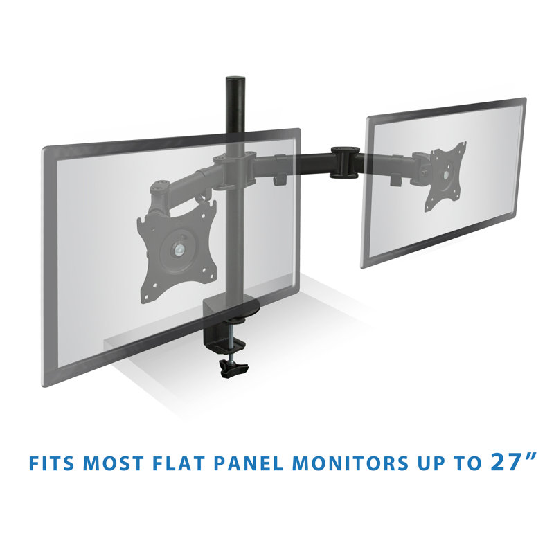 Mount-It Double Monitor Desk Stand Arm | Two Articulating Arms Fit Two Screens 17 - 27 in. Computer