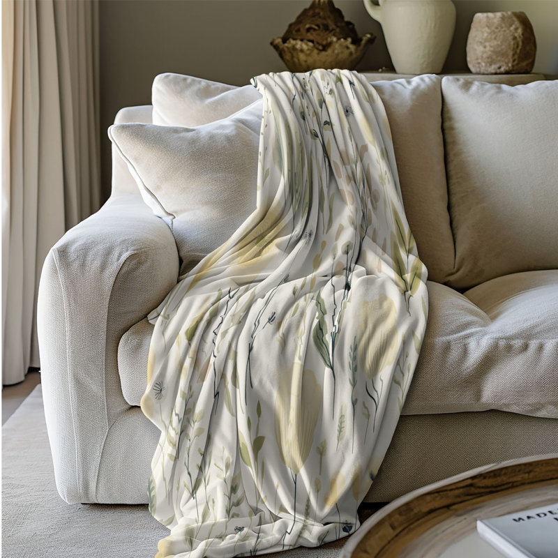 Earthy Botanics - Couverture sherpa de qualité supérieure 1 pièce, Grand lit
